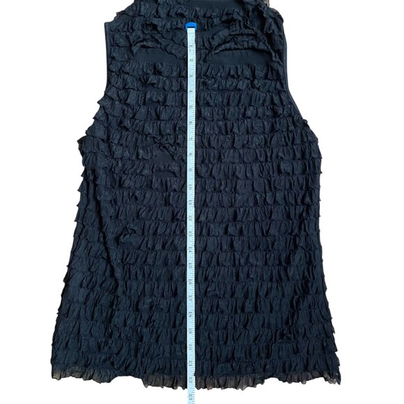 Sleeveless Black Layered Ruffled Mockneck Tank Blouse - Picture 5 of 6